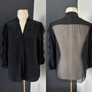 Tibi New York Womens Silk Top Blouse Ruffle
